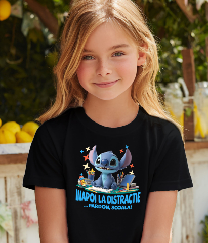 Tricou Copii cu Stitch – Joaca Si Aventuri Amuzante 100% Bumbac, Negru, 12 Ani [3]