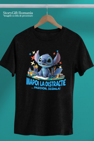 Tricou Copii cu Stitch – Joaca Si Aventuri Amuzante 100% Bumbac, Negru, 12 Ani [4]