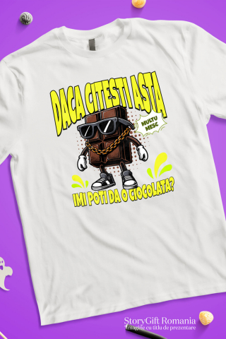 Tricou Femei, Barbati, Copii, Fata, Baiat, Unisex Personalizat Tableta de ciocolată personalizată cu mesaj „Dacă citești asta, îmi poți da o ciocolată” – Cadou amuzant [2]