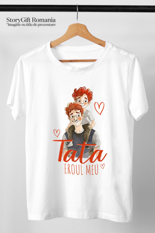 Tricou Femei, Barbati, Copii, Fata, Baiat, Unisex Personalizat Tata și Copil Pe Umeri „Tata Eroul Meu” – Cadou Personalizat Familie și Copilărie [2]