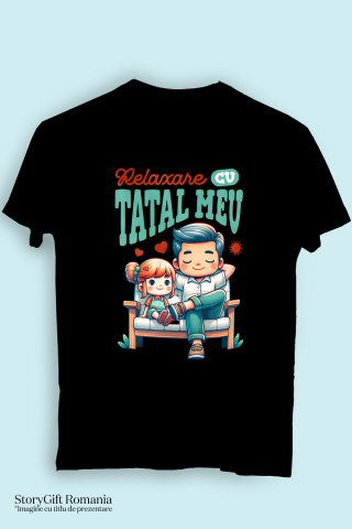Tricou Femei, Barbati, Copii, Fata, Baiat, Unisex Personalizat Tata și Fiica Pe Bancă „Cu Tatal Meu” – Cadou Personalizat Familie și Relaxare [2]