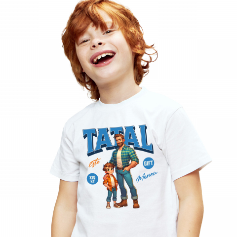 Tata - Tricou Femei, Barbati, Copii, Fata, Baiat, Unisex Personalizat Cadouri Personalizate Tata și Fiul | Cel Mai Tare Tata Din Lume, Amintiri Familie