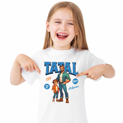 Tricou Femei, Barbati, Copii, Fata, Baiat, Unisex Personalizat Cadouri Personalizate Tata și Fiul | Cel Mai Tare Tata Din Lume, Amintiri Familie [1]