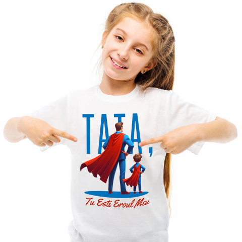 Tata - Tricou Femei, Barbati, Copii, Fata, Baiat, Unisex Personalizat Cadouri Personalizate Tata și Fiu | Tatal Meu Eroul Meu, Dragoste Familie