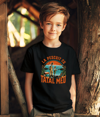 Tricou Femei, Barbati, Copii, Fata, Baiat, Unisex Personalizat "Pescuit cu Tata la Baltă – Momente de Neuitat în Natură" [2]