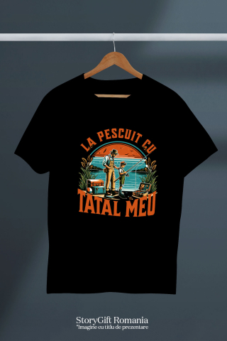 Tricou Femei, Barbati, Copii, Fata, Baiat, Unisex Personalizat "Pescuit cu Tata la Baltă – Momente de Neuitat în Natură" [4]