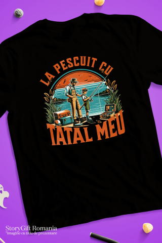 Tricou Femei, Barbati, Copii, Fata, Baiat, Unisex Personalizat "Pescuit cu Tata la Baltă – Momente de Neuitat în Natură" [2]