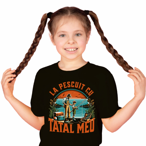 Tricou Femei, Barbati, Copii, Fata, Baiat, Unisex Personalizat "Pescuit cu Tata la Baltă – Momente de Neuitat în Natură"