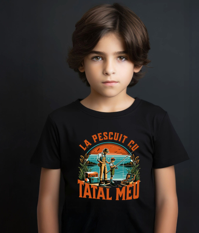 Tricou Femei, Barbati, Copii, Fata, Baiat, Unisex Personalizat "Pescuit cu Tata la Baltă – Momente de Neuitat în Natură" [3]