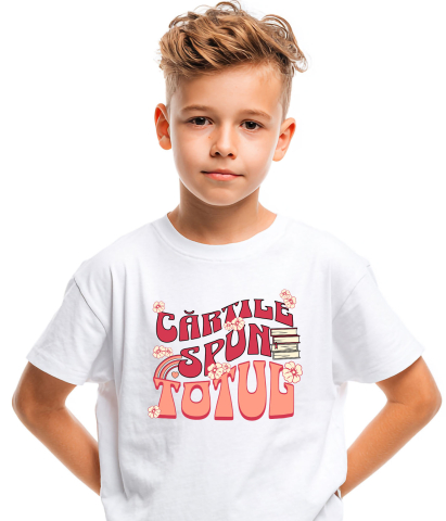 Tricou Femei, Barbati, Copii, Fata, Baiat, Unisex Personalizat Teanc de Cărți de Studii și Flori Colorate - Educație și Dezvoltare Personală [3]