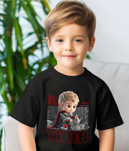 Tricou Copii cu Thor si Pisicuta – Aventura Legendară 100% Bumbac, Negru, 10 Ani [2]