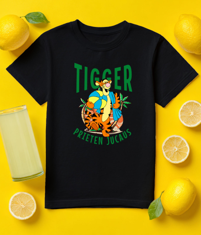 Tricou Copii cu Tigger și Marea Cautare a Florilor 100% Bumbac, Negru, 12 Ani [4]