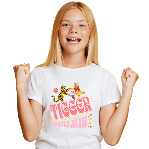 Desene Animate - Tricou Copii cu Tigger și Prietenii – Împreuna Mereu 100% Bumbac, Alb, 8 Ani