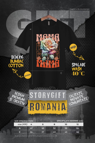 Tricou Femei, Barbati, Copii, Fata, Baiat, Unisex Personalizat Trandafir Multicolor cu Text „Mama, Femeie, Flori, Natura” | Cadouri Personalizate pentru Mama și Femei [3]