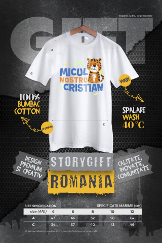 Tricou Femei, Barbati, Copii, Fata, Baiat, Unisex Personalizat Tigru Animat cu Mesaj de Dragoste pentru Familie și Copii - Cadou Personalizat [3]