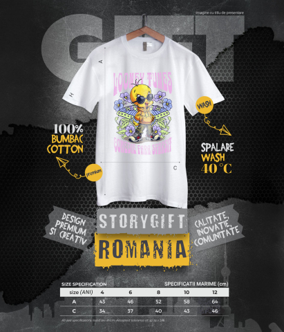 Tricou Copii cu Tweety – galben si plin de culoare 100% Bumbac, Alb, 8 Ani [5]