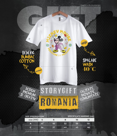 Tricou Copii cu Un dans jucaus al lui Mickey Mouse in tara florilor vesele 100% Bumbac, Alb, 8 Ani [5]