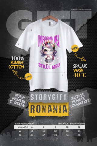 Tricou Femei, Barbati, Copii, Fata, Baiat, Unisex Personalizat Unicorn și Stil Personalizat pentru Școală - Rechizite și Uniformă Școlară [3]
