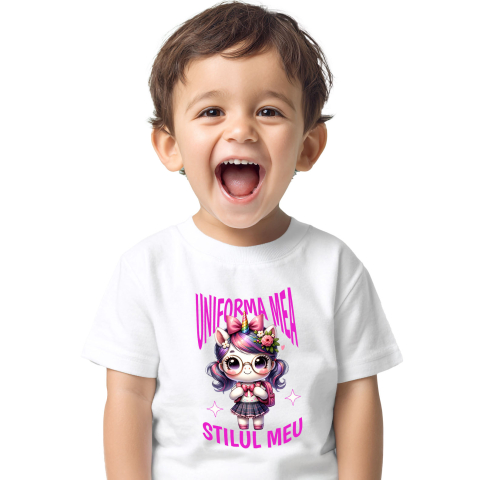 Tricou Femei, Barbati, Copii, Fata, Baiat, Unisex Personalizat Unicorn și Stil Personalizat pentru Școală - Rechizite și Uniformă Școlară [1]