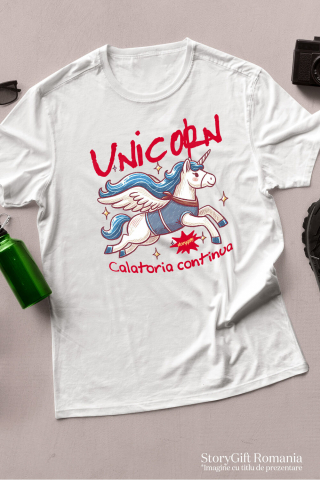 Tricou Femei, Barbati, Copii, Fata, Baiat, Unisex Personalizat Unicorn în Zbor - Cal cu Corn pentru Călătorii Magice și Cadouri pentru Copii [2]