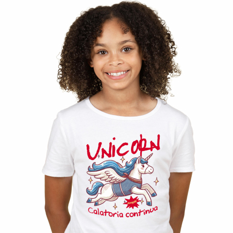 BASME - Tricou Femei, Barbati, Copii, Fata, Baiat, Unisex Personalizat Unicorn în Zbor - Cal cu Corn pentru Călătorii Magice și Cadouri pentru Copii