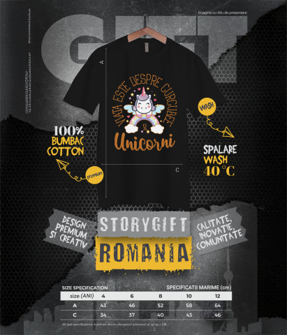 Tricou Femei, Barbati, Copii, Fata, Baiat, Unisex Personalizat Unicorn pe Curcubeu Multicolor – Cadou Personalizat pentru Copii și Familie [5]