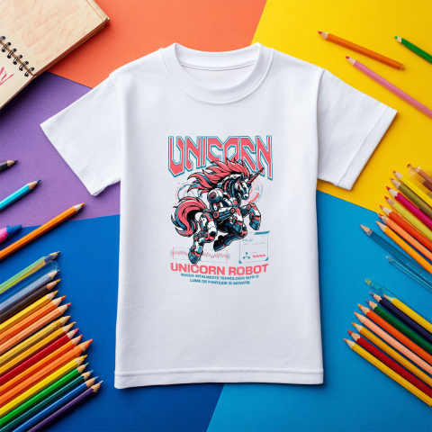 Tricou Femei, Barbati, Copii, Fata, Baiat, Unisex Personalizat Unicorn Roz Robot Inteligent – Cadou Personalizat pentru Copii și Familie [4]