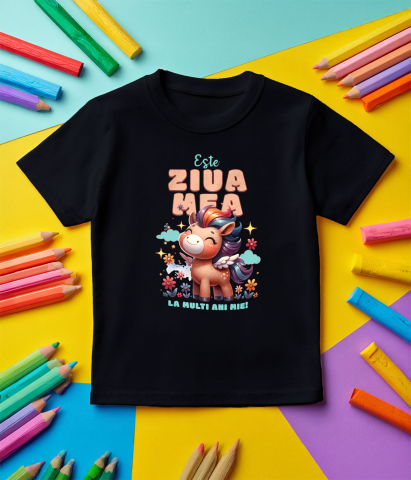 Tricou Femei, Barbati, Copii, Fata, Baiat, Unisex Personalizat Unicorn Vesel cu Flori – Cadou Personalizat pentru Aniversări și Copii [4]