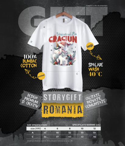 Tricou Femei, Barbati, Copii, Fata, Baiat, Unisex Personalizat Unicorn Vesel Roz cu Căciulă de Moș Crăciun – Cadouri Personalizate pentru Crăciun Magic [5]