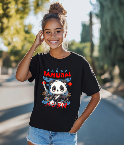 Tricou Femei, Barbati, Copii, Fata, Baiat, Unisex Personalizat Panda Samurai Ninja – Cadou Personalizat pentru Copii și Familie [3]