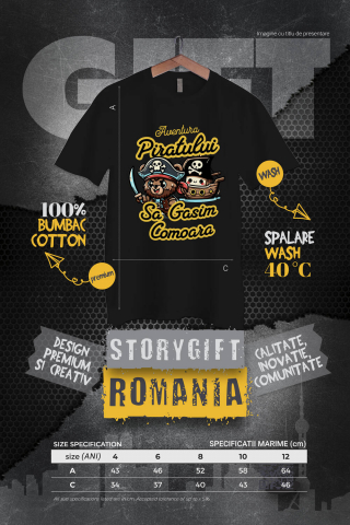 Tricou Femei, Barbati, Copii, Fata, Baiat, Unisex Personalizat Tricou Personalizat Urs Pirat – "Aventura Piratului, Comoara" | Cadou pentru Iubitorii de Piraterie și Aventuri [3]