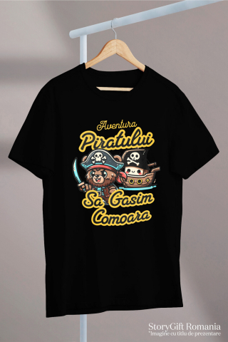 Tricou Femei, Barbati, Copii, Fata, Baiat, Unisex Personalizat Tricou Personalizat Urs Pirat – "Aventura Piratului, Comoara" | Cadou pentru Iubitorii de Piraterie și Aventuri [2]