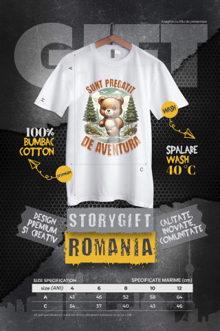 Tricou Femei, Barbati, Copii, Fata, Baiat, Unisex Personalizat "Urs de Pluș Maro în Pădure și Râu cu Apă Cristalină – Pregătit pentru Aventură" [3]
