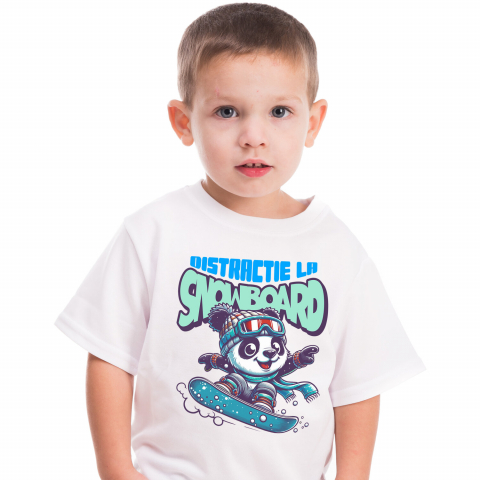 Tricou Femei, Barbati, Copii, Fata, Baiat, Unisex Personalizat Urs Panda pe Snowboard - Tricou Personalizat pentru Iubitorii Sporturilor de Iarnă [1]
