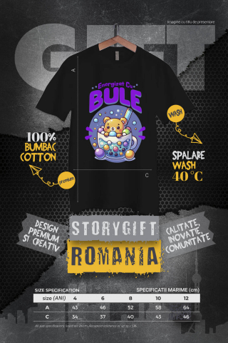 Tricou Femei, Barbati, Copii, Fata, Baiat, Unisex Personalizat „Ursuleț Maro de Pluș cu Pahar de Ceai și Bule – Cadou Personalizat Energizat cu Bule” [3]