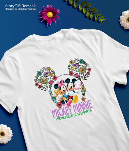 Tricou Copii cu Ursulet si Vata de Bat alaturi de Mickey si Minnie 100% Bumbac, Alb, 10 Ani [4]