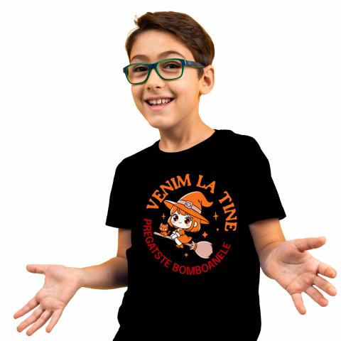 Tricou Femei, Barbati, Copii, Fata, Baiat, Unisex Personalizat Costum Vrajitoare Pe Mătura | Cadou Personalizat Halloween pentru Copii [1]