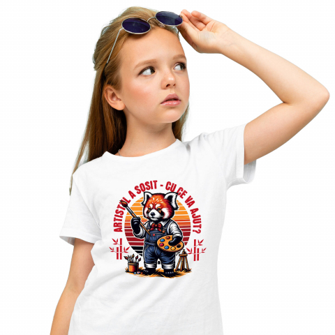 COPII - Tricou Femei, Barbati, Copii, Fata, Baiat, Unisex Personalizat Vulpe Artistă cu Pensulă – Cadou Personalizat pentru Copii și Familie