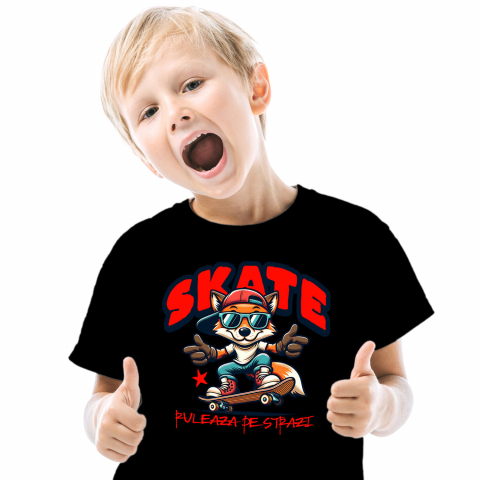 Tricou Personalizat - Tricou Femei, Barbati, Copii, Fata, Baiat, Unisex Personalizat Skateboard Vulpe Stil Stradal – Design Modern pentru Adolescenti