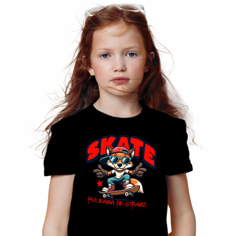 Tricou Femei, Barbati, Copii, Fata, Baiat, Unisex Personalizat Skateboard Vulpe Stil Stradal – Design Modern pentru Adolescenti [1]