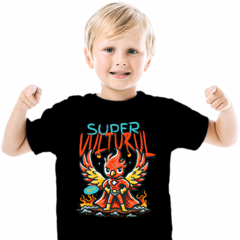 Tricouri - Tricou Femei, Barbati, Copii, Fata, Baiat, Unisex Personalizat Vultur Desenat Roșu Cu Costum De Super Erou – Cadou Personalizat „Super Vultur”