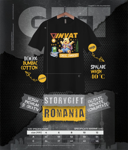 Tricou Copii cu Winnie de Plus – Descopera si Invata 100% Bumbac, Negru, 12 Ani [5]