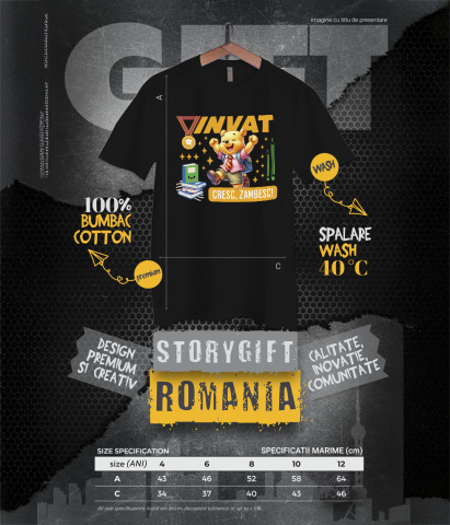 Tricou Copii cu Winnie: Descoperim, Zambim Si Ne Dezvoltam 100% Bumbac, Negru, 10 Ani [5]