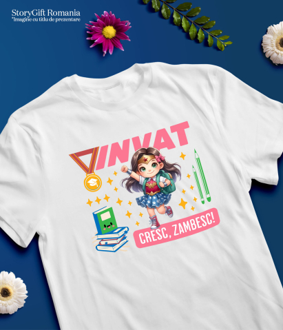 Tricou Copii cu Wonder Woman – Cărți și Putere pentru O Lume Mai Bună 100% Bumbac, Alb, 6 Ani [4]