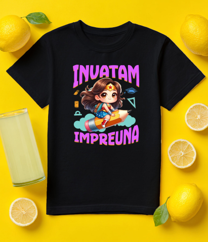 Tricou Copii cu Wonder Woman – Joaca si Cunoastere 100% Bumbac, Negru, 10 Ani [4]