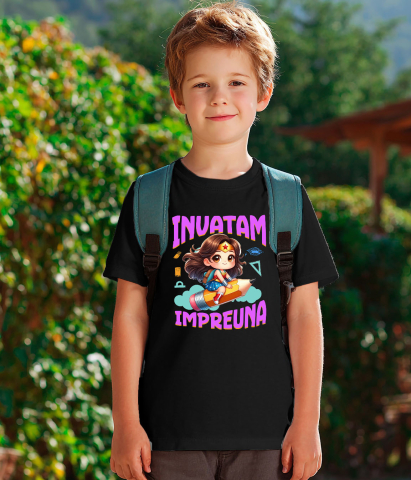 Tricou Copii cu Wonder Woman – Joaca si Cunoastere 100% Bumbac, Negru, 10 Ani [3]