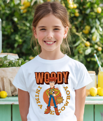 Tricou Copii cu Woody la datorie, cu zambet si caciula 100% Bumbac, Alb, 4 Ani [3]