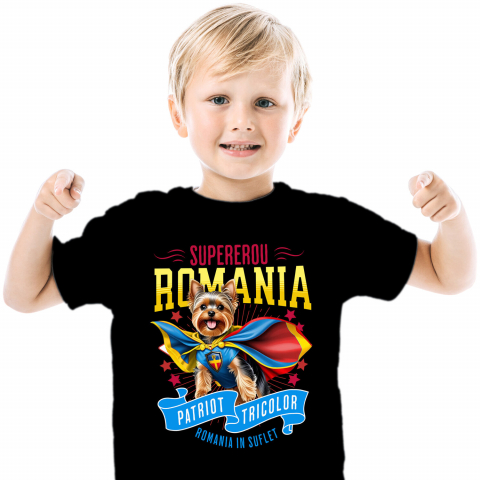 Cadouri Pentru Copii - Tricou Femei, Barbati, Copii, Fata, Baiat, Unisex Personalizat Yorkshire Terrier în Costum de Căpitan România – Cadou Personalizat pentru Iubitorii de Câini