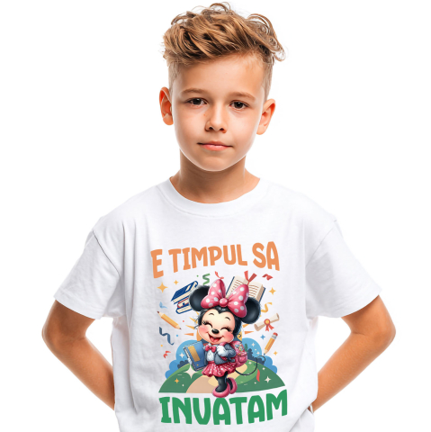 Tricou Copii cu Zambete si Descoperiri cu Minnie Mouse 100% Bumbac, Alb, 10 Ani [1]