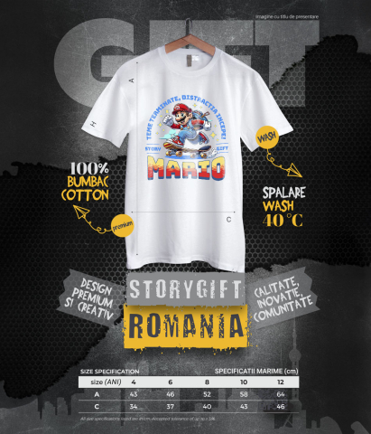 Tricou Copii cu Zboara pe Strazi cu Sonic Skateboard 100% Bumbac, Alb, 10 Ani [5]